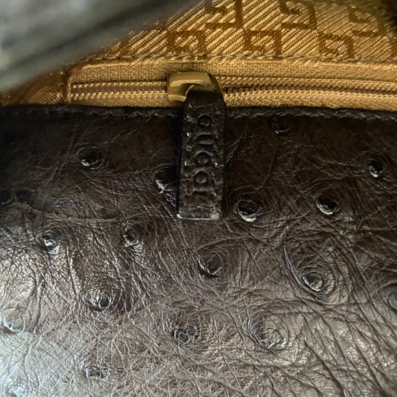 Authentic Gucci Ostrich Leather Bag w/ COA - Tiger Head - Chocolate Brown - Rare - Picture 12 of 13